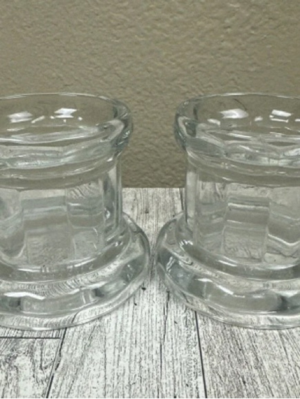 Clear Glass Holiday Candle Holders - Pair